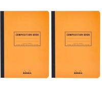 Rhodia 119208C - Flexible Notebook Cloth Back Composition Book Orange - A5 - Small Squares - 160 pages - White Clairefontaine Paper 80 g/m - Classic (Pack of 2)