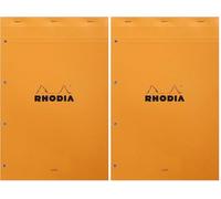 Rhodia 119600C - Stapled Notepad N°20 Orange - A4+ - Lined - 80 Detachable Sheets 4 Hole Punched - Clairefontaine White Paper 80G - Soft and Resistant Coated Card Cover - Basics (Pack of 2)