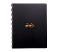 RHODIA 119901C - Spiral Notebook (Full Bound) Black A4+ | Lined | 160 Detachable pages Perf. 9 Holes - Clairefontaine Paper 90g - Polypro Cover (Plastic) - Rhodiactive