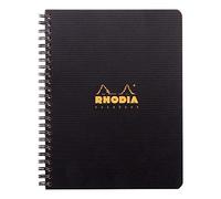 RHODIA 119911C - Spiral Notebook (Full Bound) Black A5+ | Lined | 160 Detachable pages Perf. 6 Holes - Clairefontaine Paper 90g - Polypro Cover (Plastic) - Rhodiactive