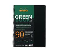 RHODIA 119912C - Greenbook notebook 100% Recycled - A4+ 22.5x29.7cm Small Squares -160 p Detachable Perf. 4 Holes - Recycled paper 90 g/m² FSC® - Black Polypro