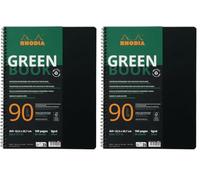 Rhodia 119914C - Greenbook notebook 100% Recycled A4+ 22.5 x 29.7 cm - Ruled -160 Detachable pages Perf. 4 Holes - Recycled paper 90 g/m² FSC® - Black Polypro (Pack of 2)