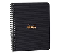 RHODIA 119941C - Spiral Notebook (Full Bound) Meeting Book Black A5+|Pre-Printed Date/Notes/Action|160 Detachable Pages |Paper Clairefontaine 90g - Cover Polypro (Plastic) Rhodiactive