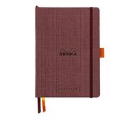 RHODIA 120035C - Soft Cover Goalbook Notebook - A5 - Dotted Dot - 240 Pages - 90 gsm Ivory Clairefontaine Paper - Faux Leather Cover - Orange Botanical Collection