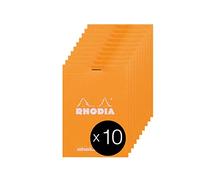 RHODIA 12558C - Dot pad Stapled Notepad N°12 Orange - 8.5x12 cm - Dot Dotted - 80 Detachable Sheets - 80G Clairefontaine Paper - Coated Card Cover - Pack of 10 pads