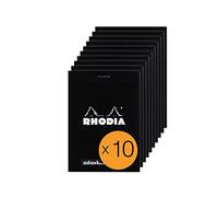 RHODIA 12559C - Stapled Notepad Dot pad N°12 Black - 8.5x12 cm - Dot Dotted - 80 Detachable Sheets - 80G White Clairefontaine Paper - Coated Card Cover - Pack of 10 pads