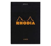 RHODIA 126009C - Stapled Notepad N°12 Black - 8.5x12 cm - Lined - 80 Detachable Sheets - 80G White Clairefontaine Paper - Soft, Resistant and Waterproof Coated Card Cover - Basics