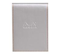 RHODIA 128101C - Clipboard Case + Stapled Notepad N°12 Silver - 8.5x12 cm - Small Squares - 80 Detachable Sheets - White Clairefontaine Paper 80G - Pencil Holder - Faux Leather - Rhodiarama