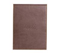 RHODIA 128203C - Clipboard Case + Stapled Notepad N°12 Chocolate - 8.5x12 cm - Lined - 80 Detachable Sheets - 80G White Clairefontaine Paper - Pencil Holder - Faux Leather - Rhodiarama Collection