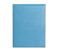 RHODIA 128207C - Clipboard Case + Stapled Notepad N°12 Turquoise - 8.5x12 cm - Lined - 80 Detachable Sheets - 80G White Clairefontaine Paper - Pencil Holder - Faux Leather - Rhodiarama Collection