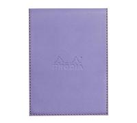RHODIA 128209C - Clipboard Case + Stapled Notepad N°12 Iris - 8.5x12 cm - Lined - 80 Detachable Sheets - White Clairefontaine Paper 80 g/m - Pencil Holder - Faux Leather - Rhodiarama Collection