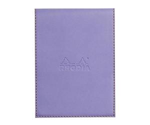 RHODIA 128209C - Clipboard Case + Stapled Notepad N°12 Iris - 8.5x12 cm - Lined - 80 Detachable Sheets - White Clairefontaine Paper 80 g/m - Pencil Holder - Faux Leather - Rhodiarama Collection
