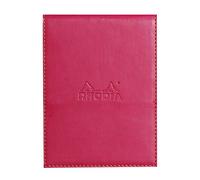 RHODIA 128212C - Clipboard Case + Stapled Notepad No. 12 Raspberry - 8.5x12 cm - Lined - 80 Detachable Sheets - 80G White Clairefontaine Paper - Pencil Holder - Faux Leather - Rhodiarama Collection