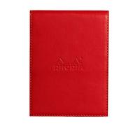 RHODIA 128213C - Clipboard Case + Stapled Notepad N°12 Poppy - 8.5x12 cm - Lined - 80 Detachable Sheets - 80G White Clairefontaine Paper - Pencil Holder - Faux Leather - Rhodiarama Collection