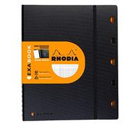RHODIA 132151C - Exabook Black A4+ Refillable Organizer Notebook | Large Seyès Tiles | 160 Detachable Perf. 4 Holes Clairefontaine Paper 90g - Polypro Cover (Plastic) - Rhodiactive