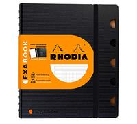 RHODIA 132572C - Exabook Black A5+ Refillable Organizer Notebook|Small Squares|160 Detachable Perf. 6 Holes - Clairefontaine Paper 90g - Polypro Cover (Plastic) - Rhodiactive