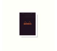 RHODIA 136009C - Stapled Notepad N°13 Black - A6 - Lined - 80 Detachable Sheets - White Clairefontaine Paper 80 g/m - Soft, Resistant and Waterproof Coated Card Cover - Basics