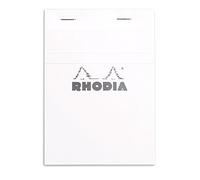 RHODIA 13601C - Stapled Notepad N°13 White - A6 - Lined - 80 Detachable Sheets - White Clairefontaine Paper 80 g/m - Soft, Resistant and Waterproof Coated Card Cover - Basics