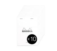 RHODIA 13601C - Stapled Notepad N°13 White - A6 - Lined - 80 Detachable Sheets - White Clairefontaine Paper 80 g/m² - Coated Card Cover - Pack of 10 pads