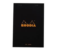 RHODIA 160009C - Stapled Notepad N°16 Black - A5 - 80 Detachable Sheets - Plain White Clairefontaine Paper 80 g/m - Soft, Resistant and Waterproof Coated Card Cover - Basics