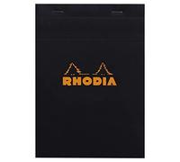 RHODIA 162009C - Stapled Notepad N°16 Black - A5 - Small Squares - 80 Detachable Sheets - 80G Clairefontaine Paper - Soft, Resistant and Waterproof Coated Card Cover - Basics