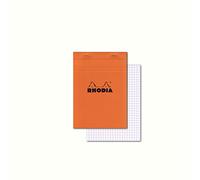 RHODIA 16200C - Stapled Notepad N°16 Orange - A5 - Small Squares - 80 Detachable Sheets - 80G Clairefontaine Paper - Soft, Resistant and Waterproof Coated Card Cover - Basics, 148 x 210 mm