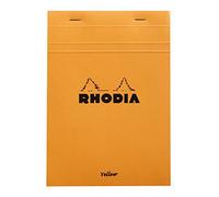 RHODIA 16260C - Stapled Notepad N°16 Orange - A5 - Small Squares - 80 Detachable Sheets - 80G Yellow Clairefontaine Paper - Soft and Waterproof Coated Card Cover - Basics