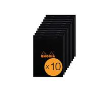RHODIA 166009C - Stapled Notepad N°16 Black - A5 - Lined - 80 Detachable Sheets - White Clairefontaine Paper 80 g/m² - Coated Card Cover - Pack of 10 pads