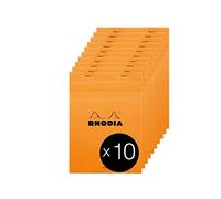 RHODIA 16600C - Stapled Notepad N°16 Orange - A5 - Lined - 80 Detachable Sheets - White Clairefontaine Paper 80 g/m² - Coated Card Cover - Pack of 10 pads
