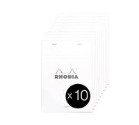 RHODIA 16601C - Stapled Notepad N°16 White - A5 - Lined - 80 Detachable Sheets - White Clairefontaine Paper 80 g/m² - Coated Card Cover - Pack of 10 pads