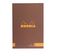 RHODIA 16963C - Stapled Notepad COLOR N°16 Chocolate - A5 - Lined - 70 Detachable Sheets - Ivory Clairefontaine Paper 90 g/m - Velvety Touch Cover - Basics