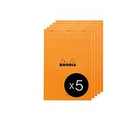 RHODIA 18000C - Stapled Notepad N°18 Orange - A4 - 80 Detachable Sheets - Plain White Clairefontaine Paper 80 g/m² - Coated Card Cover - Pack of 5 pads