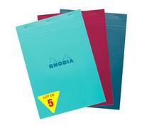 Rhodia 18100Cpack - Rhodia Stapled Notepad Colours N°18 - A4 21x29,7cm - Small Squares - 80 F Detachable - Paper 80g/m² - AST Covers - Pack of 5 Random Colours