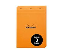 RHODIA 18200Amzc - Lot de 3 Bloc-Notes Agrafés N°18 Orange - A4 - Petits Carreaux - 80 Feuilles Détachables - Papier Clairefontaine Blanc 80 g/m - Couverture en Carte Enduite Souple et Résistante