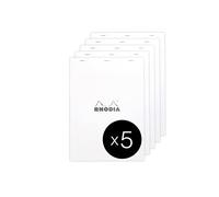 RHODIA 18201C - Stapled Notepad N°18 White - A4 - Small Squares - 80 Detachable Sheets - 80G White Clairefontaine Paper - Card Cover - Pack of 5 pads