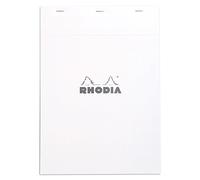 RHODIA 18201C - Stapled Notepad N°18 White - A4 - Small Squares - 80 Detachable Sheets - 80G White Clairefontaine Paper - Soft, Resistant and Waterproof Coated Card Cover - Basics, 210x297mm