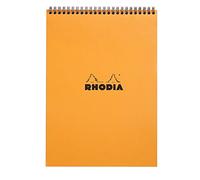 RHODIA 18500C - Spiral Notebook (Full Bound) Orange - A4 - Small Squares|80 Detachable Sheets, Clairefontaine Paper 80g| - Soft and Resistant Coated Card Cover - Classic