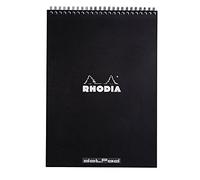 RHODIA 185039C - Spiral Notebook (Full Bound) Black - A4 - Dotted Dot - 80 Detachable Sheets - 80G Clairefontaine Paper - Soft and Resistant Coated Card Cover - Classic