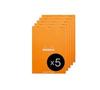 RHODIA 18558C - Dot pad Stapled Notepad N°18 Orange - A4 - Dot Dotted - 80 Detachable Sheets - White Clairefontaine Paper 80 g/m² - Coated Card Cover - Pack of 5 pads