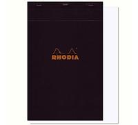 RHODIA 190009C - Stapled Notepad N°19 Black - A4+ - 80 Detachable Sheets - Plain White Clairefontaine Paper 80 g/m - Soft, Resistant and Waterproof Coated Card Cover - Basics