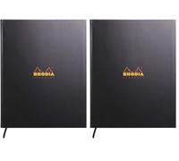 Rhodia 190401C - Black Semi-Rigid Notebook A4+ | Small Tiles | 160 Detachable Pages - White Clairefontaine Paper 90g - Bookmark Ribbon - Rhodiactive (Pack of 2)