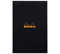RHODIA 192009C - Stapled Notepad N°19 Black - A4+ - Small Squares - 80 Detachable Sheets - 80G Clairefontaine Paper - Soft, Resistant and Waterproof Coated Card Cover - Basics