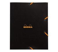 RHODIA 19249C - Elastic Folder - Cardboard Pocket with 3 Black Flaps - 19x24 cm - Resistant Coated Card - Office Storage and Document Filing A5 Format - Filing