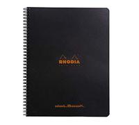 RHODIA 193039C - Spiral Notebook (Full Bound) Notebook Black - A4+ - Dot Dot - 160 Detachable Pages - White Clairefontaine Paper 80 g/m - Soft and Resistant Cover - Classic