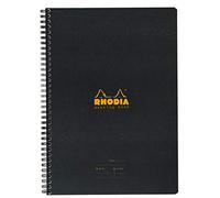 RHODIA 193419C - Spiral Notebook (Full Bound) Meeting Book Black - A5+ - Pre-Printed Date/Notes/Action - 160 Detachable Pages - White Clairefontaine Paper 90 g/m - Classic