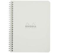 RHODIA 193421C - Spiral Notebook (Full Bound) White Notebook - A5+ - Small Squares - 160 Detachable Pages - White Clairefontaine Paper 80 g/m - Soft and Resistant Cover - Classic