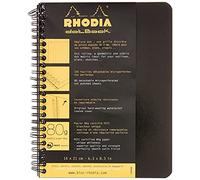 RHODIA 193439C - Spiral Notebook (Full Bound) Notebook Black - A5+ - Dot Dot - 160 Detachable Pages - White Clairefontaine Paper 80 g/m - Soft and Resistant Cover - Classic