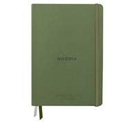 RHODIA 194155C - Journal Goalbook Creation Sage - A5 - 14.8x21cm - Plain - 100 pages White Technical Wash Paper 200 g/m² - 2 Ribbons - Imitation Leather Cover