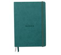 RHODIA 194157C - Rigid Notebook Goalbook Creation Peacock - A5 14.8x21cm - Plain - 100 pages White Technical Wash 200g/m² - 2 Ribbons - Imitation Leather Cover