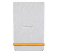 RHODIA 194344C - Rigid Notebook Webnotepad Silver - A6 - Lined - 192 Detachable Pages - Clairefontaine Ivory Paper 90 g/m - Bookmark, Elastic Closure - Faux Leather Cover - Rhodiarama